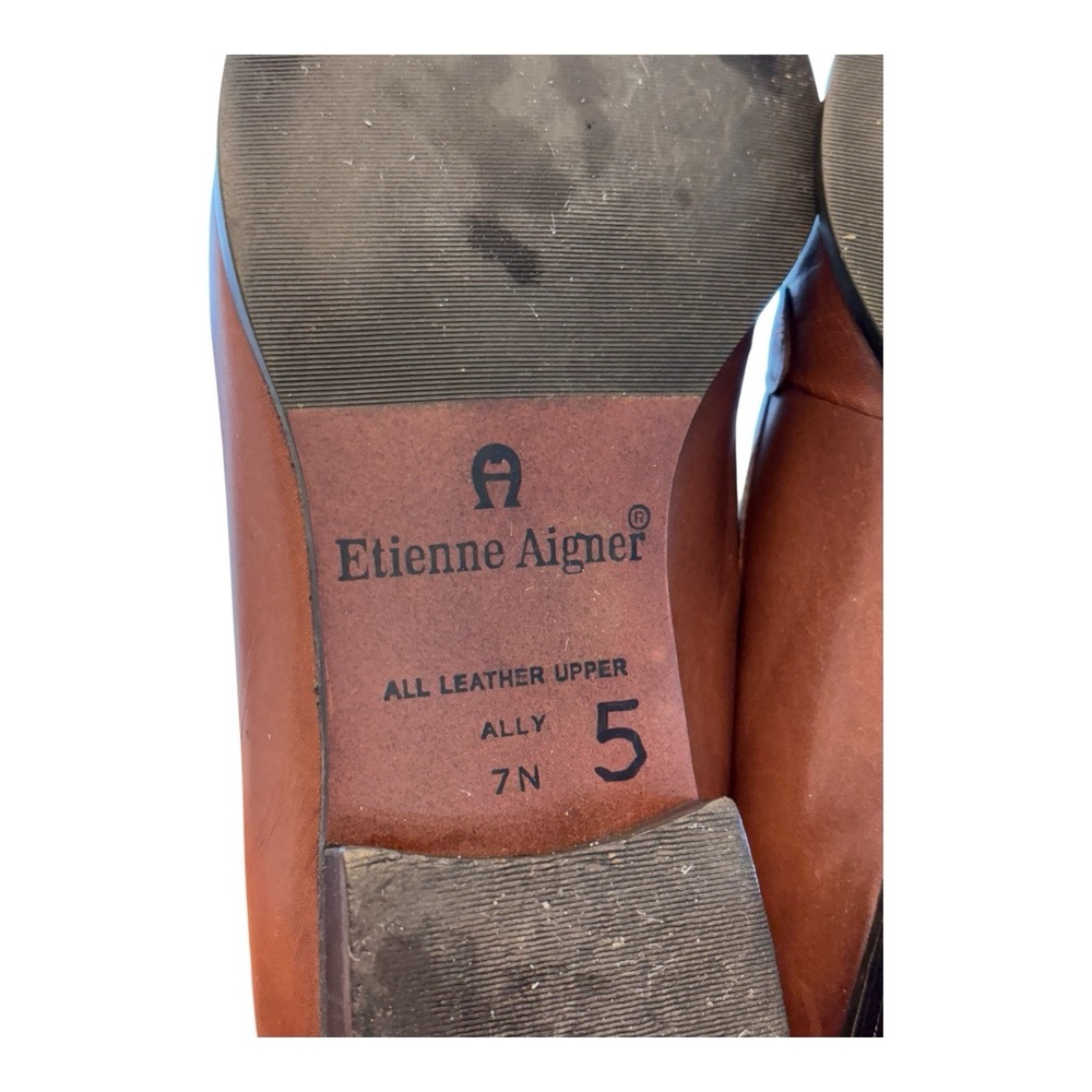 Vintage Etienne Aigner Womens 7 N Tassel Loafers Woven Brown Leather Made Spain - Picture 12 of 13